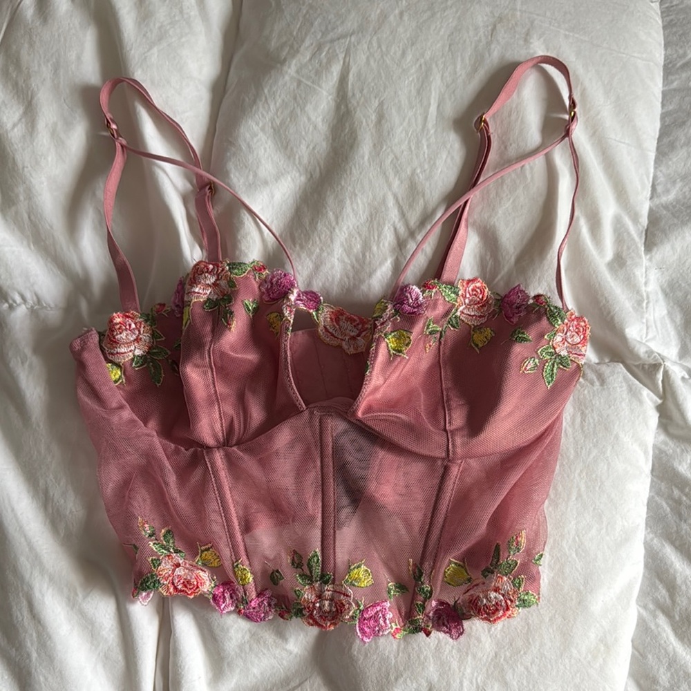 Victoria's Secret Pink Floral Embroidered Bra